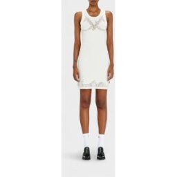 Diesel Mini abito a tubino slim fit senza maniche in misto cotone Bianco Taglia L
