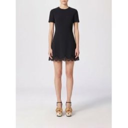 Valentino Mini abito da cocktail in lana e seta con inserti in pizzo Nero Taglia 44