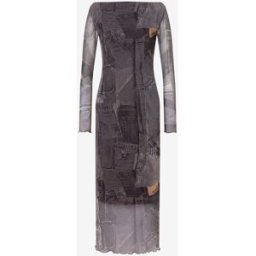 Love Moschino - Abito in rete stampato - Nero S