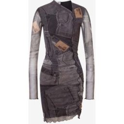 Love Moschino - Abito in rete stampato - Nero XS