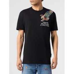 Philipp Plein T-shirt in cotone con patch Nero Taglia M
