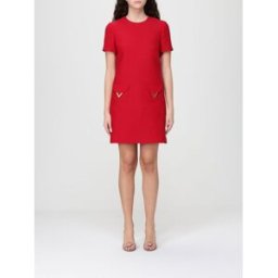 Valentino Abito mini in lana vergine e seta VLogo Rosso Taglia 38