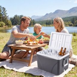 Costway Frigo portatile 41 L con manici coperchio e portabicchieri, Frigorifero termico raffreddamento e riscaldamento