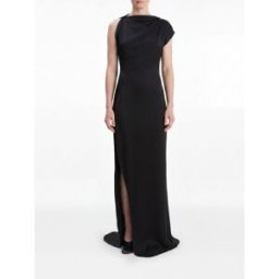 Victoria Victoria Beckham Abito lungo da sera monospalla in crêpe con spacco Nero Taglia 6
