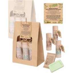 Tirolix Set 40 Pezzi Set con Shampoo Gel Doccia Latte Corpo e Sapone Mani Go Green
