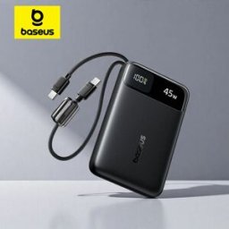 BASEUS Power Bank 45W 10000mAh 20000mAh con Cavo USB-C Doppio Integrato Ricarica Rapida per iPhone 17 16 Pro Max Samsung S25 Xiaomi Poco