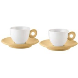 Guzzini SET 2 TAZZINE CAFFÈ CON PIATTINI "EVERYDAY" Bright mustard yellow