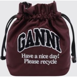 Ganni Mini borsa in nylon con chiusura a coulisse e logo patch Vino Taglia OS