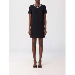Valentino Mini abito A-line in crêpe di lana e seta con ricamo di cristalli Nero Taglia 44