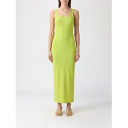 Msgm Abito midi a tubino in viscosa slim fit con scollo a U Giallo Taglia L