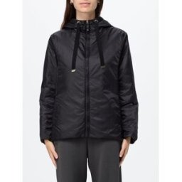 Max Mara Giacca a vento corta in tessuto tecnico con cappuccio e coulisse Nero Taglia 40