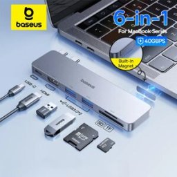 BASEUS Dual USB-C Hub a HDMI compatibile 4K 30Hz per Thunderbolt 3/4 40Gbps USB 3.0 Tipo C HUB SD TF per MacBook Pro Air USB Hub