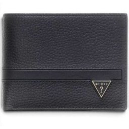 Guess Portafoglio Monaco Bifold M SLG Uomo Nero in Vera Pelle con Scomparto Portamonete