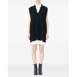 mm6 maison margiela abito nero donna dettaglio frange
