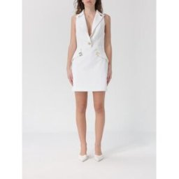 Elisabetta Franchi Abito in Doppio Crepe Avorio Taglia 38