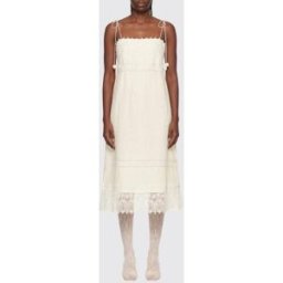 Valentino Abito slipdress in lino e pizzo Avorio Taglia 44