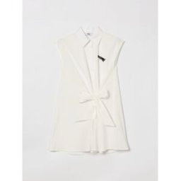 Msgm Kids Abito chemisier in cotone Bianco Taglia 14