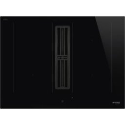 SMEG HOBD472D2 Piano cottura a induzione con cappa aspirante, Vetro nero lucido, senza cornice, da incasso o a filo,70 cm