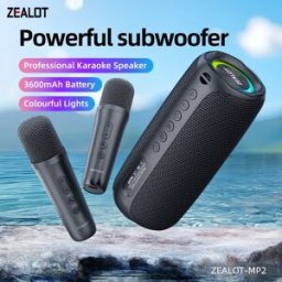 ZEALOT Macchina per Karaoke -MP2, Altoparlante Bluetooth Portatile con 1-2 Microfoni Wireless, 10 Ore di Riproduzione, Impermeabile IPX5 per Esterni
