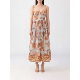 Zimmermann Abito midi Aster in cotone con stampa floreale e corsetto Azzurro Taglia 3