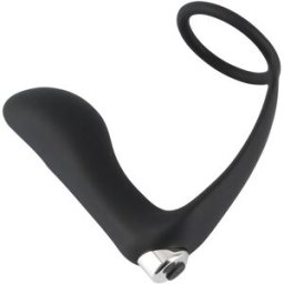 Black Velvets - Vibroplug con anello peniano Punto P e calcio per l'erezione 1 pz Dilatatore anale