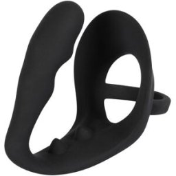Black Velvets - Anello peniene/testicolo con tappo intenso e stimolazione P 1 pz Dilatatore anale