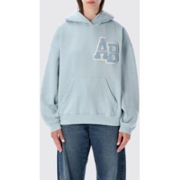 Anine Bing Felpa hoodie relaxed fit in cotone con patch monogram Cielo Taglia S