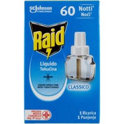 Raid Liquido Elettrico Antizanzare Comuni E Tigre, 60 Notti, Ricarica 36 Ml