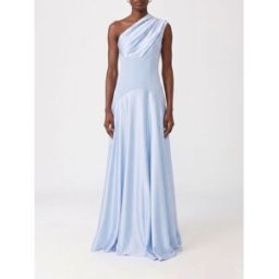 Solace London Abito da sera lungo Gabriela in raso monospalla con drappeggio Blue Taglia 8