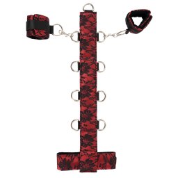 Bad Kitty - set bondage braccia-collo - collegamento regolabile - rosso nero