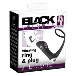 Black Velvets - vibratore anale con anello fallico - silicone nero
