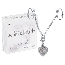 Intim kszer - gioiello intimo a forma di cuore con strass - argento
