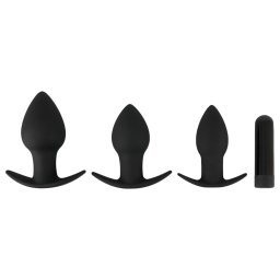 Black Velvets - set di vibratori anali ricaricabili - 3 pezzi - nero