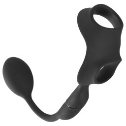 Rebel - anello per pene e testicoli con vibratore anale (nero)