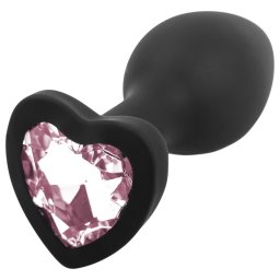 Sunfo - plug anale in silicone con pietra a cuore - nero e rosa
