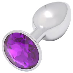 Sunfo - plug anale metallo con gemma viola scuro - argento