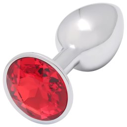 Sunfo - plug anale metallico con pietra rossa - argento