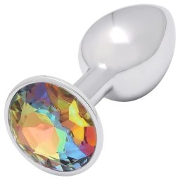 Sunfo - plug anale in metallo con pietra gialla - argento