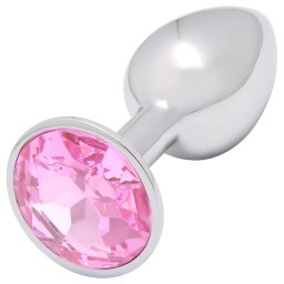Sunfo - plug anale in metallo con pietra rosa (argento)