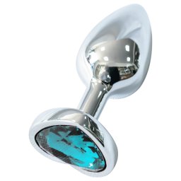 Sunfo - plug anale in metallo - pietra a cuore azzurro - argento