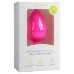 EasyToys Diamond - plug anale con pietra bianca (grande, rosa)
