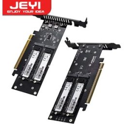 JEYI Scheda di espansione da 4 SSD a PCIe 4.0, adattatore da 4 NVMe M.2 M Key SSD a PCIe X16, fino a 256 Gbps, supporta la bifurcazione Raid 0 1 5