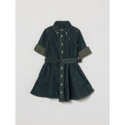 Ralph Lauren Abito chemisier da bambina in denim con cintura regolabile Blue Navy Taglia 12