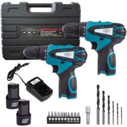 Coppia Trapano Avvitatore a Batteria Professionale 18V, 2 Batterie, 17 Accessori