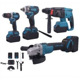 Kit 4 in 1 a litio: flex smerigliatore + avvitatore + trapano + tassellatore