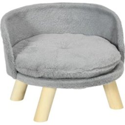 PawHut Cuccia a Cuscino per Cani, Design Scandinavo, Morbido Cuscino Rimovibile, Piedini Ø 40,5x33H cm, Grigio