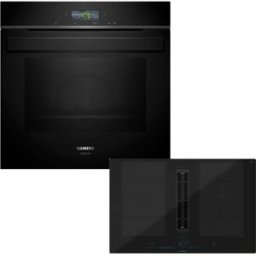 Siemens StudioLine SL15SET6F - Forno e piano cottura a induzione con cappa aspirante, HB974GLB1 e EX800NX68E, 80 cm
