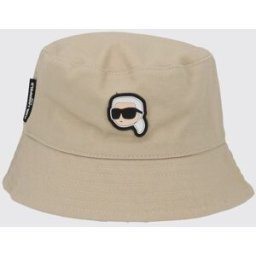Lagerfeld Cappello da pescatore da bambino in cotone con patch logo ricamato Beige Taglia 44