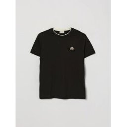 Moncler T-shirt da bambino in cotone con patch logo e profili a contrasto Nero Taglia 10