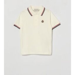 Moncler Polo da bambino in cotone con patch logo e profili a contrasto Bianco Taglia 6